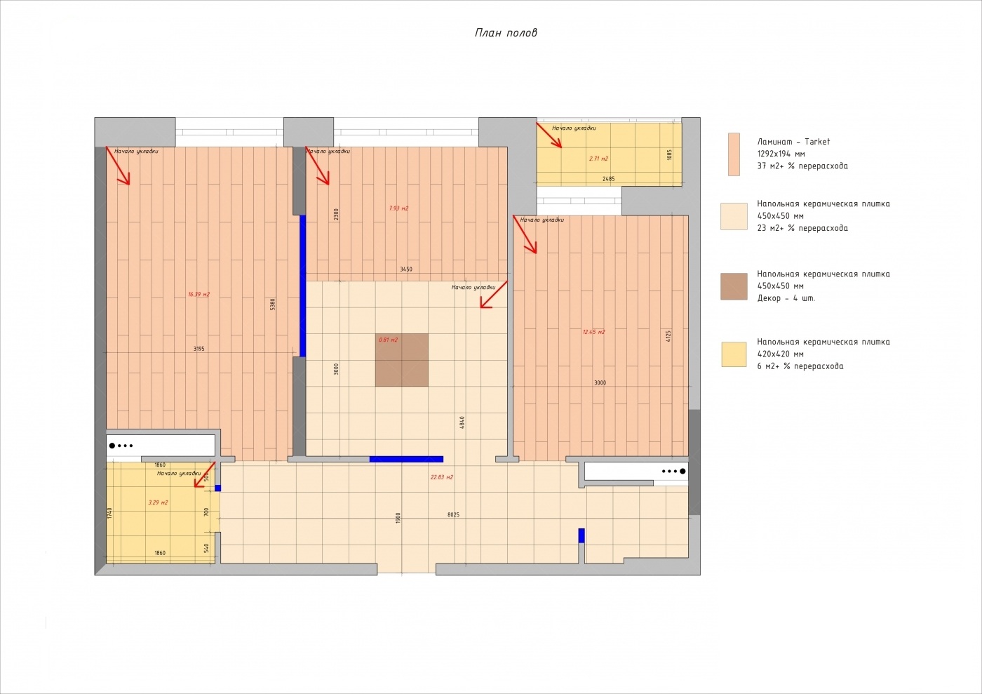 План напольных покрытий чертеж